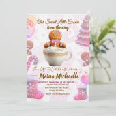 Cute Gingerbread Cookie baby shower invitation Einladung (Stehend Vorderseite)