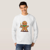 Cute Gingerbread Cookie Holding Christmas Light T-Shirt (Vorne ganz)