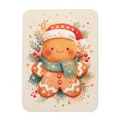 Cute Gingerbread Cookie Wearing Santa Hat Magnet (Vertikal)