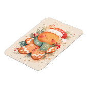 Cute Gingerbread Cookie Wearing Santa Hat Magnet (Linke Seite)