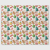Cute Gingerbread Cookies Xmas Pattern Geschenkpapier (Flach)
