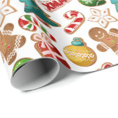 Cute Gingerbread Cookies Xmas Pattern Geschenkpapier (Rolleneckpunkt)