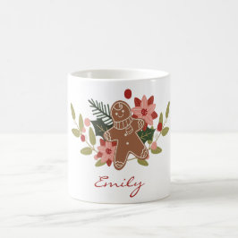 Cute Gingerbread Floral Personalized Christmas  Kaffeetasse