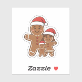 Cute Gingerbread Friends Family with Santa Hats Aufkleber