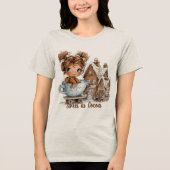 Cute Gingerbread Girl in Teacup Christmas Tri-Blend Shirt (Vorderseite)