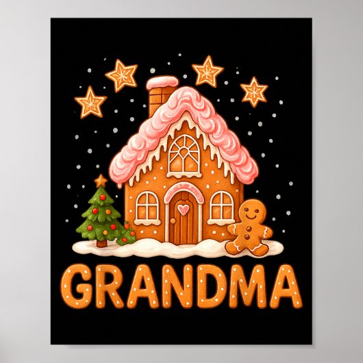 Cute Gingerbread Grandma Merry Christmas Funny  Poster (Vorne)