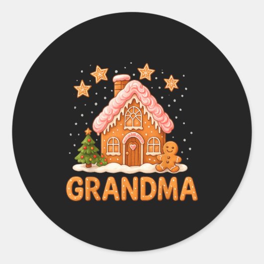 Cute Gingerbread Grandma Merry Christmas Funny Runder Aufkleber (Vorderseite)