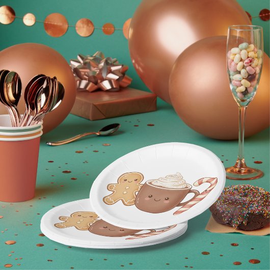 Cute Gingerbread & Hot Cocoa Kids' Christmas Fun P Pappteller