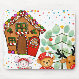 Cute Gingerbread House Christmas Mousepad