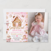 Cute Gingerbread House Decorating Birthday Photo Einladung (Vorderseite)
