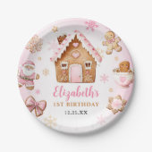 Cute Gingerbread House Girl Birthday Party Pappteller (Vorderseite)
