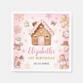 Cute Gingerbread House Girl Birthday Party Serviette (Vorderseite)