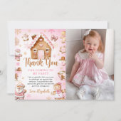 Cute Gingerbread House Girl Birthday Photo Dankeskarte (Vorderseite)
