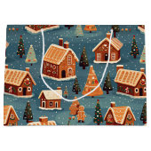 Cute Gingerbread Houses and Trees Große Geschenktüte (Vorderseite)