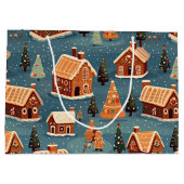 Cute Gingerbread Houses and Trees Große Geschenktüte (Rückseite)