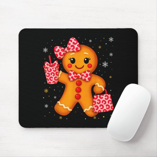 Cute Gingerbread Leopard Bow Christmas Xmas Girl W Mousepad (Mit Mouse)