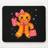 Cute Gingerbread Leopard Bow Christmas Xmas Girl W Mousepad (Vorne)