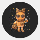 Cute Gingerbread Leopard Christmas Xmas Girl Women Runder Aufkleber (Vorderseite)