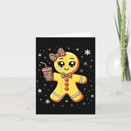 Cute Gingerbread Leopard Coquette Christmas Karte (Vorderseite)