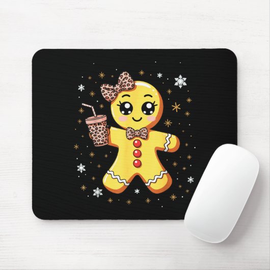 Cute Gingerbread Leopard Coquette Christmas Mousepad (Mit Mouse)