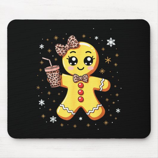 Cute Gingerbread Leopard Coquette Christmas Mousepad (Vorne)
