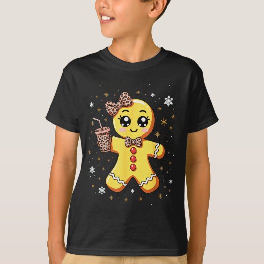 Cute Gingerbread Leopard Coquette Christmas  T-Shirt (Vorderseite)