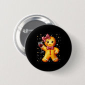 Cute Gingerbread Leopard Coquette Christmas Wine X Button (Vorne & Hinten)