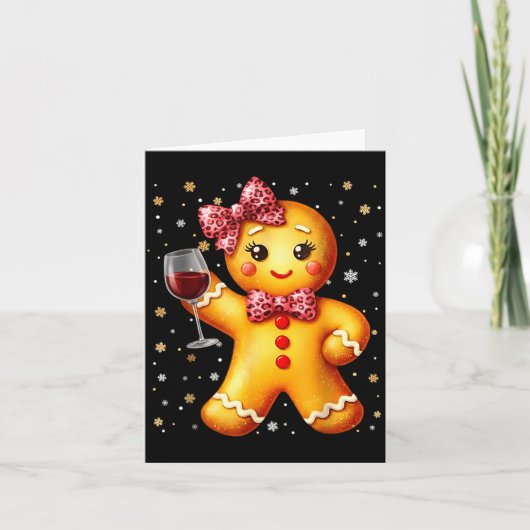 Cute Gingerbread Leopard Coquette Christmas Wine X Karte (Vorderseite)
