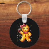 Cute Gingerbread Leopard Coquette Christmas Wine X Schlüsselanhänger (Vorderseite)