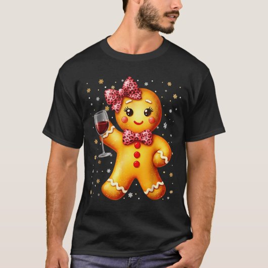 Cute Gingerbread Leopard Coquette Christmas Wine X T-Shirt (Vorderseite)