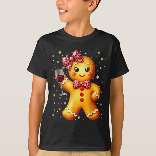 Cute Gingerbread Leopard Coquette Christmas Wine X T-Shirt (Vorderseite)