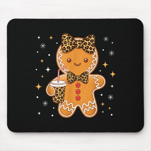 Cute Gingerbread Leopard Coquette Christmas Xmas G Mousepad (Vorne)