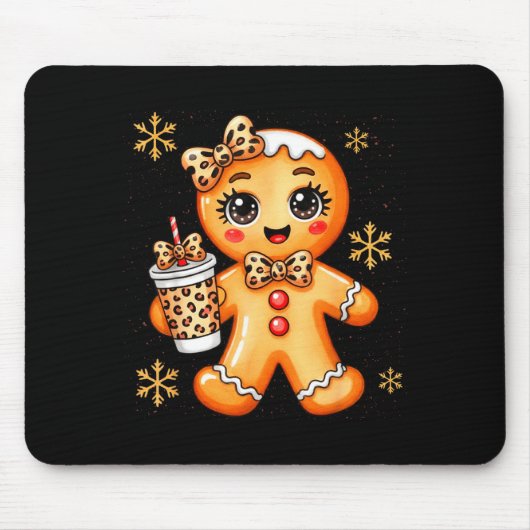 Cute Gingerbread Leopard Coquette Christmas Xmas G Mousepad (Vorne)