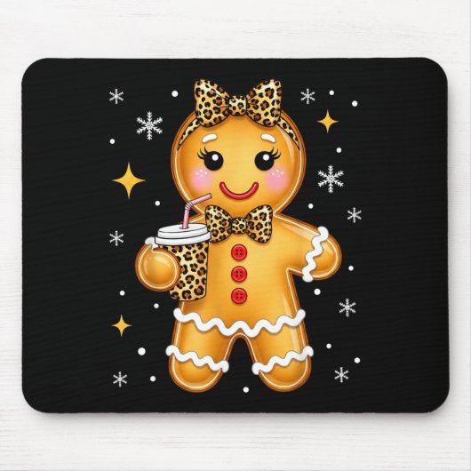Cute Gingerbread Leopard Coquette Christmas Xmas G Mousepad (Vorne)