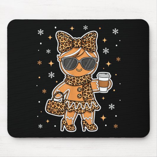 Cute Gingerbread Leopard Coquette Christmas Xmas G Mousepad (Vorne)