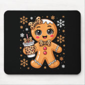 Cute Gingerbread Leopard Coquette Christmas Xmas G Mousepad (Vorne)