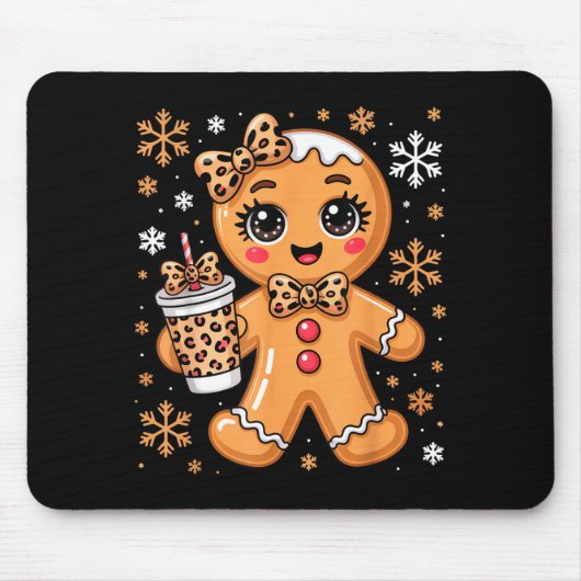 Cute Gingerbread Leopard Coquette Christmas Xmas G Mousepad (Vorne)
