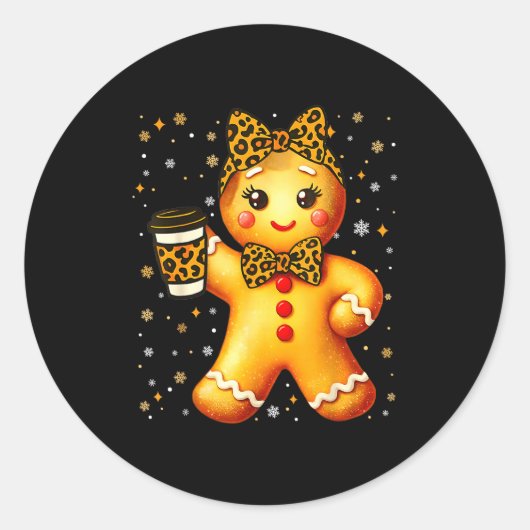 Cute Gingerbread Leopard Coquette Christmas Xmas G Runder Aufkleber (Vorderseite)