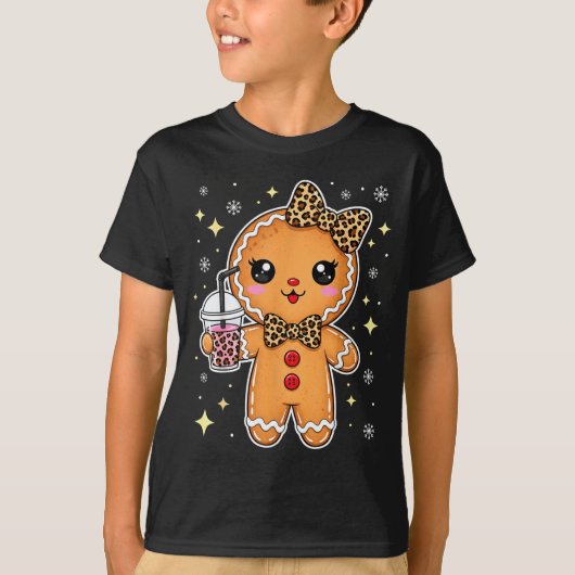 Cute Gingerbread Leopard Coquette Christmas Xmas G T-Shirt (Vorderseite)