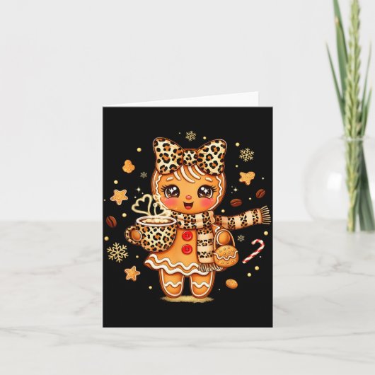 Cute Gingerbread Leopard Coquette Christmas Xmas W Karte (Vorderseite)