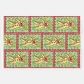 Cute Gingerbread Man Blowing Horn, Christmas Candy Geschenkpapier Set (Vorderseite 2)