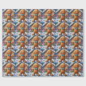 Cute Gingerbread Man Cheerful Christmas Cookie Art Geschenkpapier (Flach)