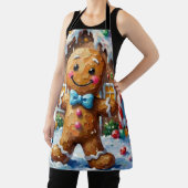 Cute Gingerbread Man Cheerful Christmas Cookie Art Schürze (InSitu)
