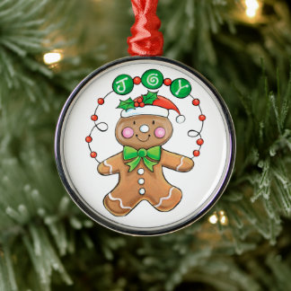Cute Gingerbread man, Christmas Cookie Joy Ornament Aus Metall