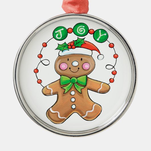 Cute Gingerbread man, Christmas Cookie Joy Ornament Aus Metall (Vorne)