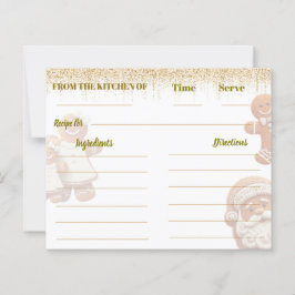 Cute Gingerbread Man Christmas recipe card