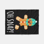 Cute Gingerbread Man Funny Christmas Oh Snap Fleecedecke (Vorderseite (Horizontal))
