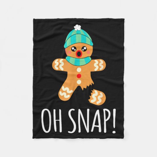 Cute Gingerbread Man Funny Christmas Oh Snap Fleecedecke (Vorderseite)
