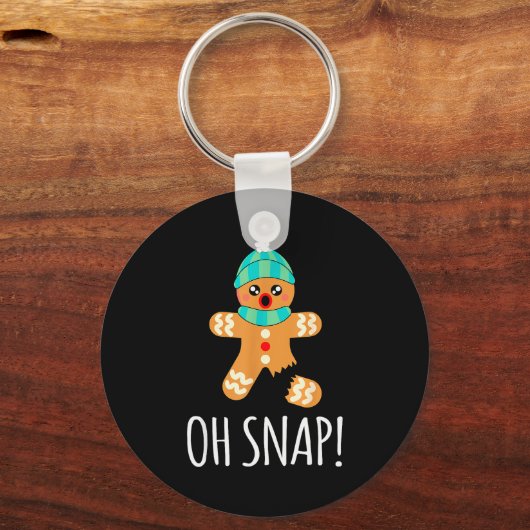 Cute Gingerbread Man Funny Christmas Oh Snap  Schlüsselanhänger (Vorderseite)