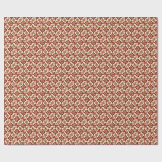 Cute Gingerbread Man Patchwork Christmas Geschenkpapier (Flach)